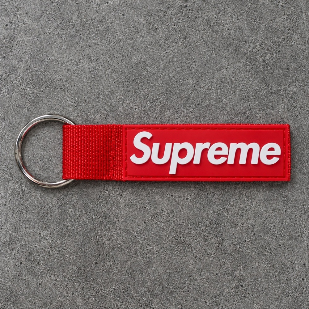 Supreme Webbing Keychain Red Box Logo Nylon Streetwear Accessory OS Excellent